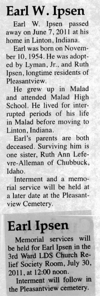 Earl W Ipsen obit
