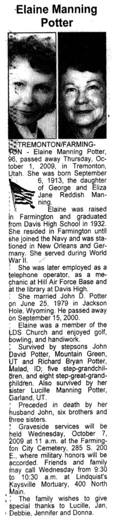 Elaine Manning Potter obit