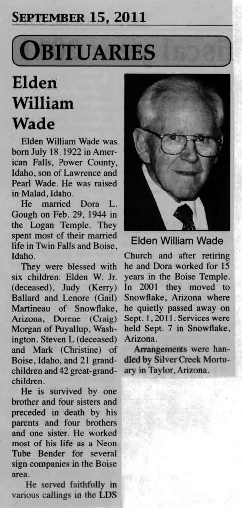 Elden William Wade obit2
