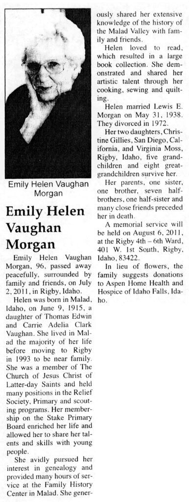 Emily Helen Vaughan Morgan obit