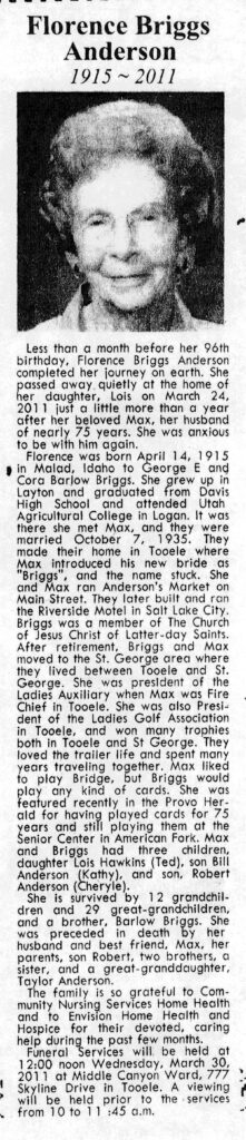 Florence Briggs Anderson obit