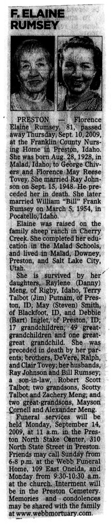 Florence Elaine Rumsey obit