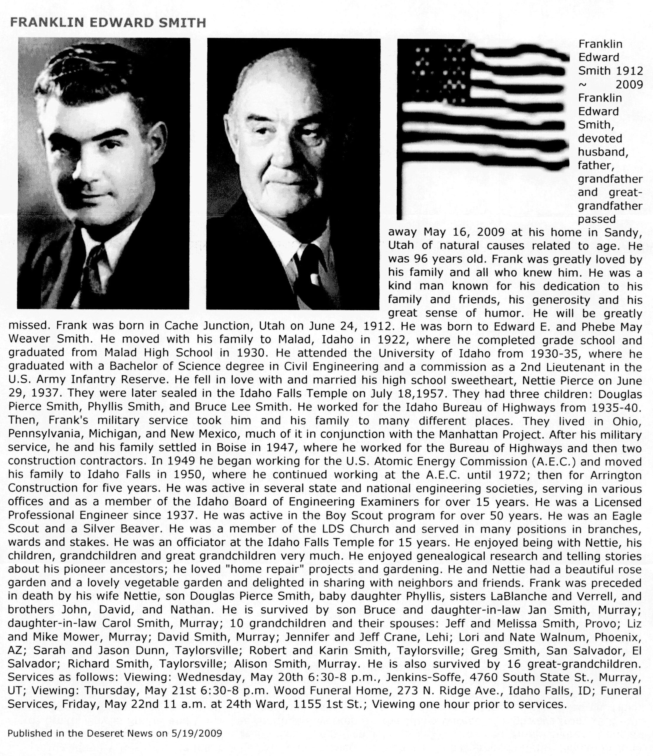 Franklin Edward Smith obit