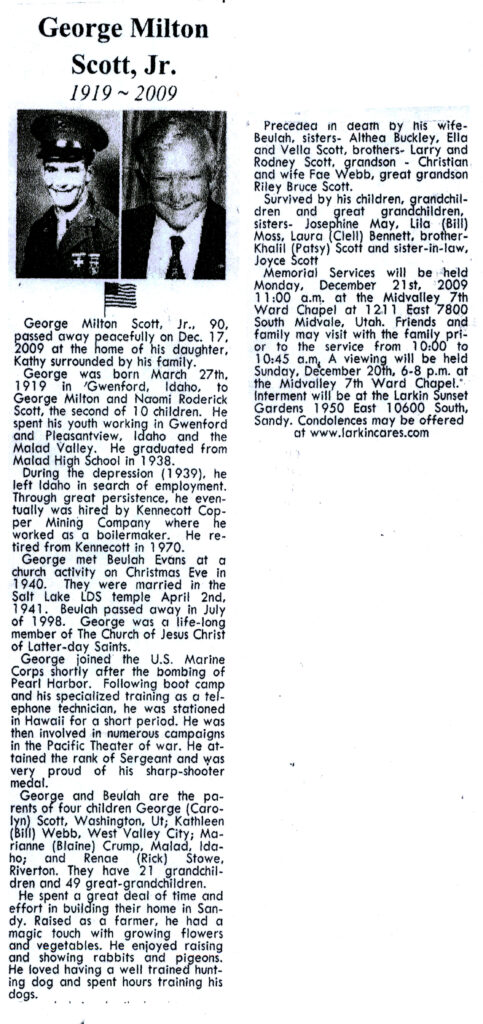 George Milton Scott Jr obit