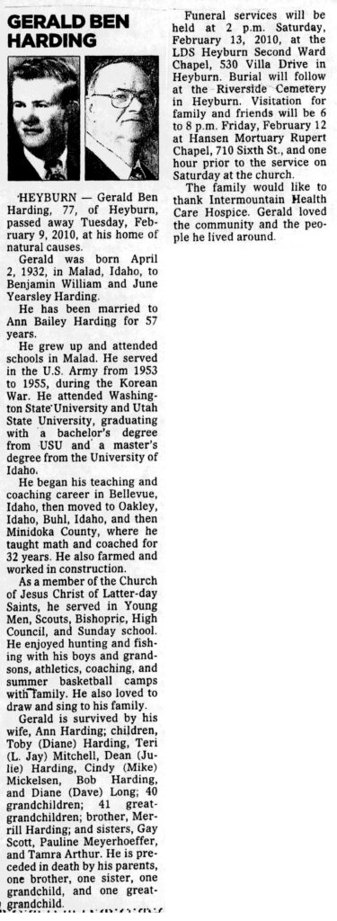 Gerald Ben Harding obit