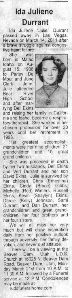 Ida Juliene (Julie) Durrant oit