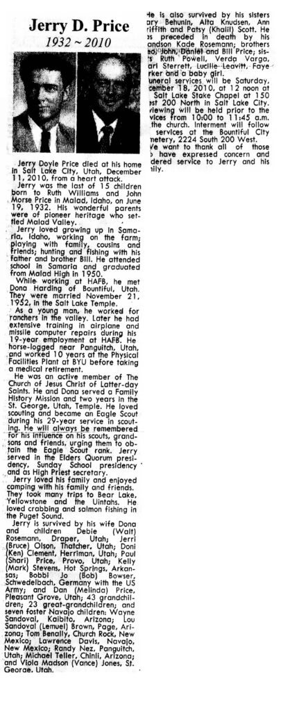 Jerry Doyle Price obit