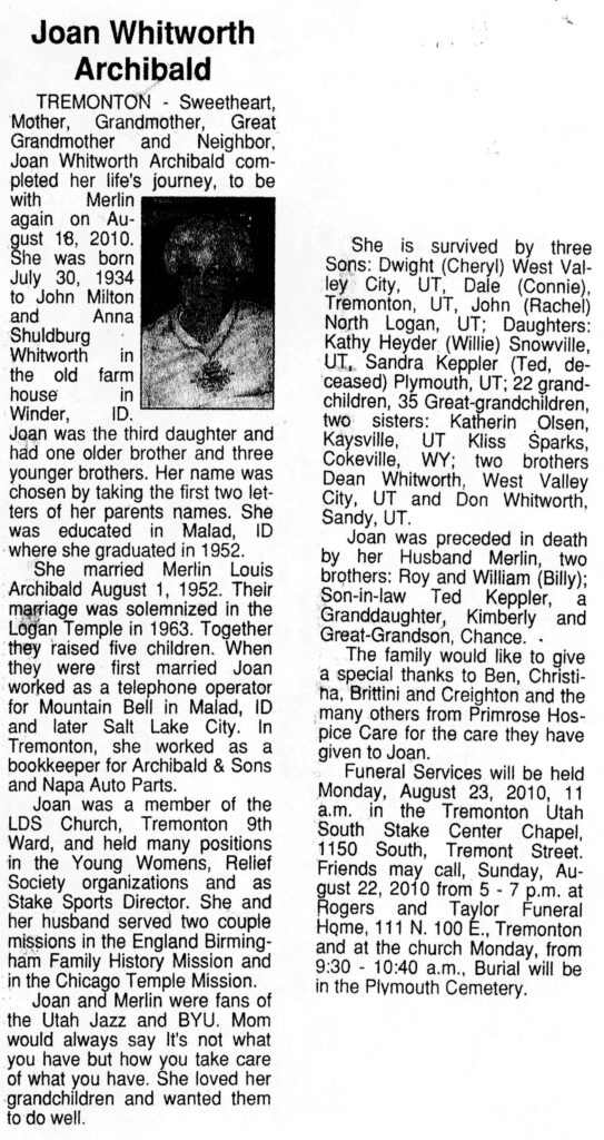 Joan Whitworth Archibald obit