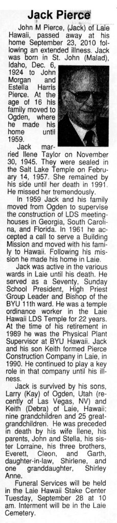 John M (Jack) Pierce obit