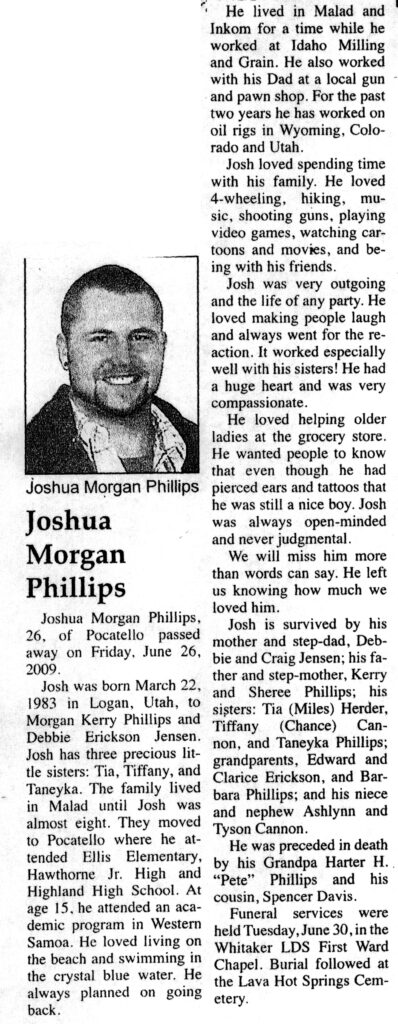Joshua Morgan Phillips obit