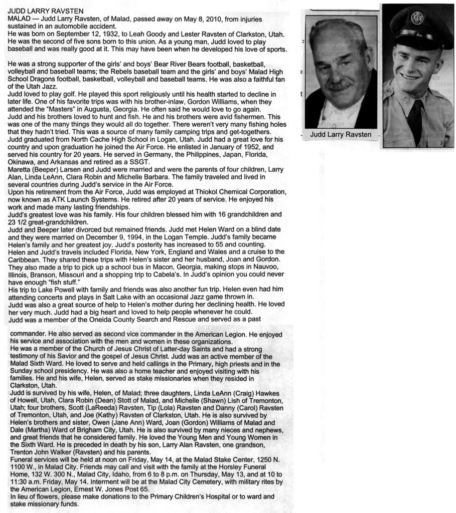 Judd Larry Ravsten obit