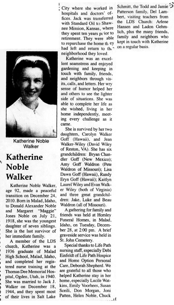 Katherine Noble Walker obit