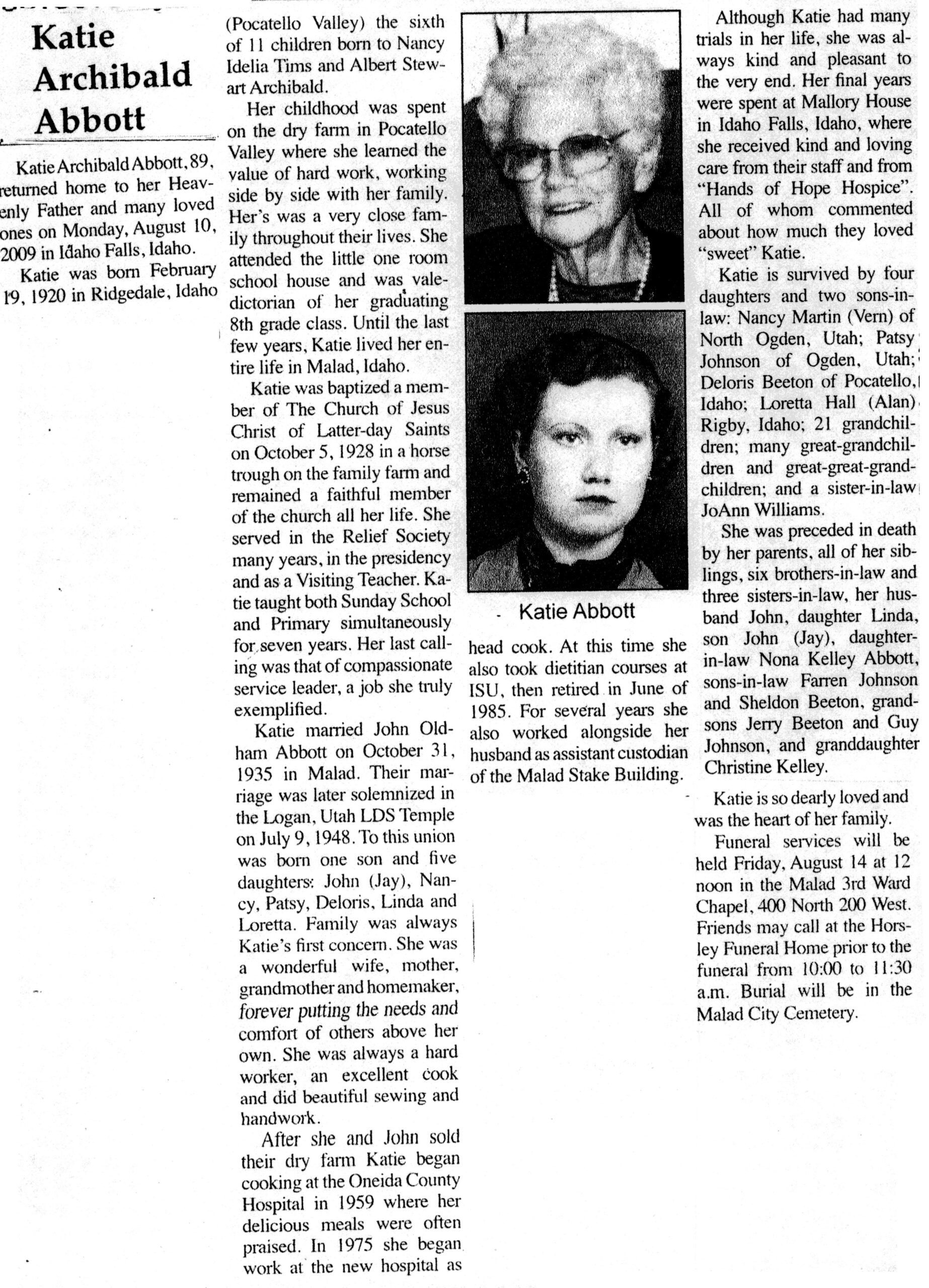 Katie Archibald Abbott obit