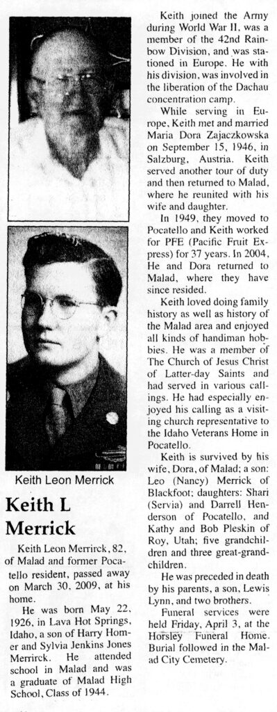 Keith Leon Merrick obit