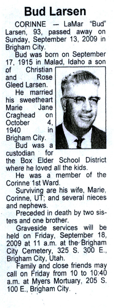 LaMar (Bud) Larsen obit