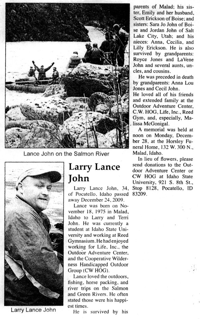Larry Lance John obit