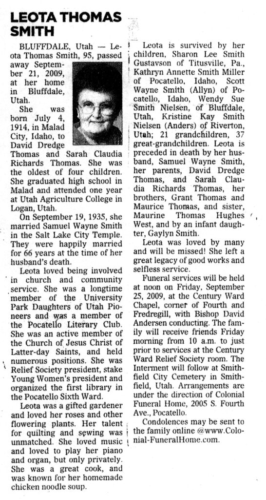 Leota Thomas Smith obit