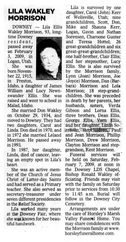 Lila Ellis Wakley Morrison obit