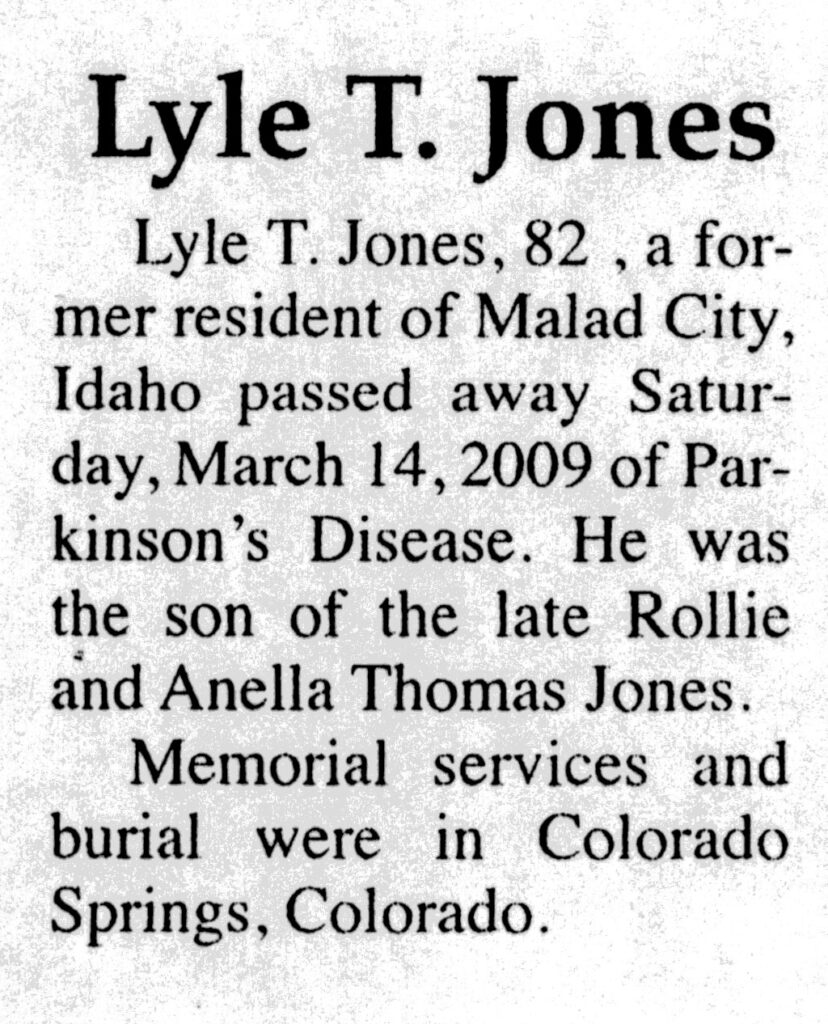 Lyle T Jones death notice
