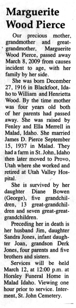 Marguerite Wood Pierce obit
