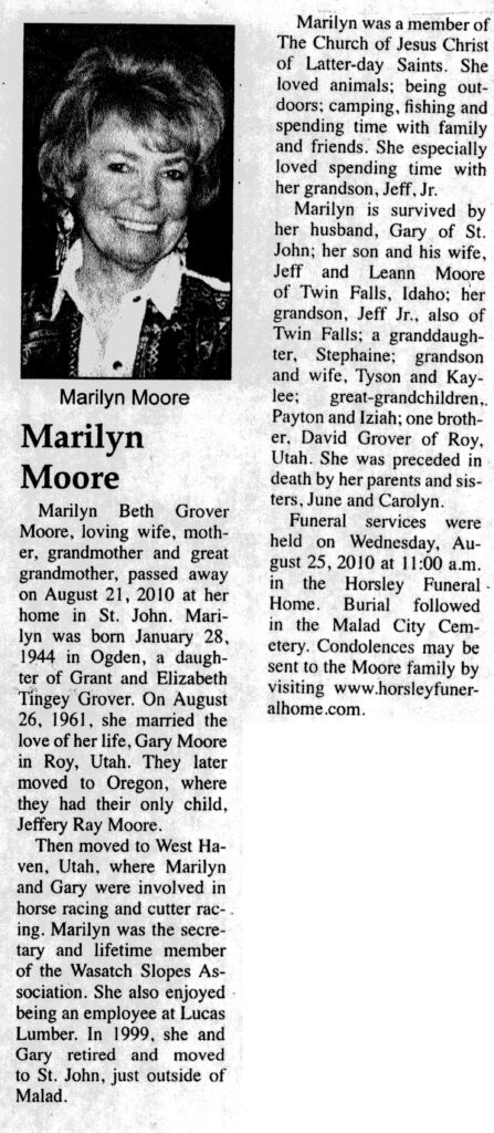 Marilyn Beth Grover Moore obit