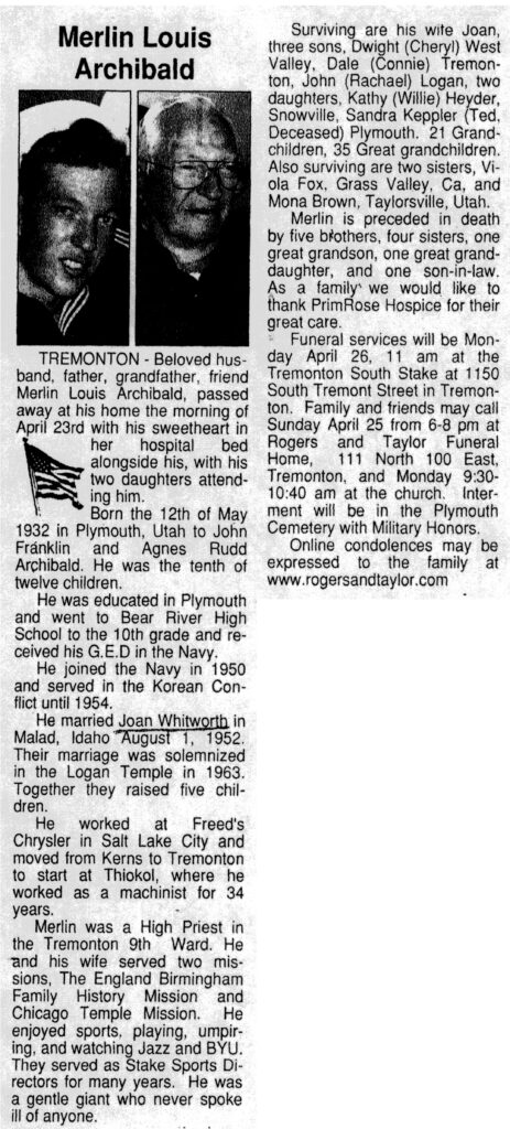 Merlin Louis Archibald obit