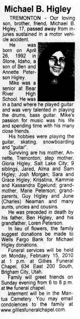 Michael B Higley obit