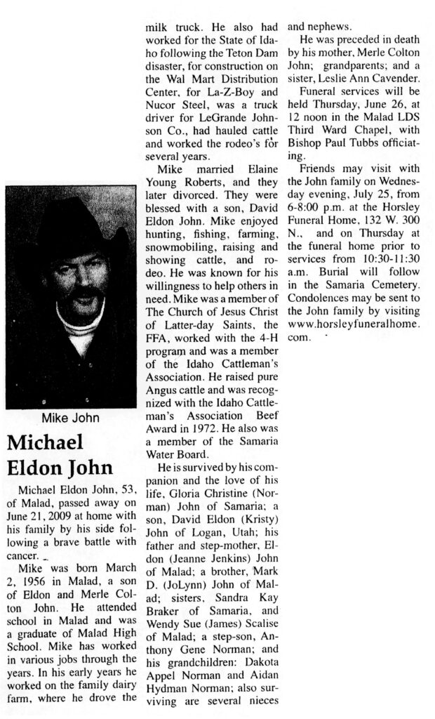 Michael Eldon John obit