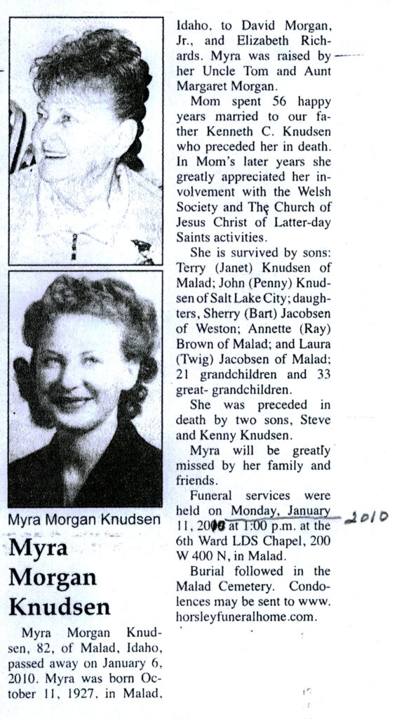 Myra Morgan Knudsen obit