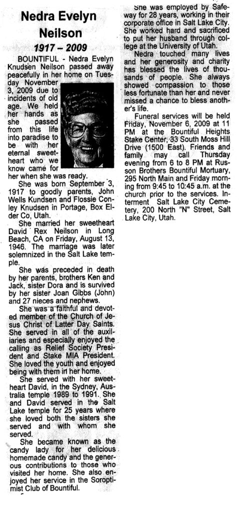 Nedra Evelyn Knudsen Neilson obit