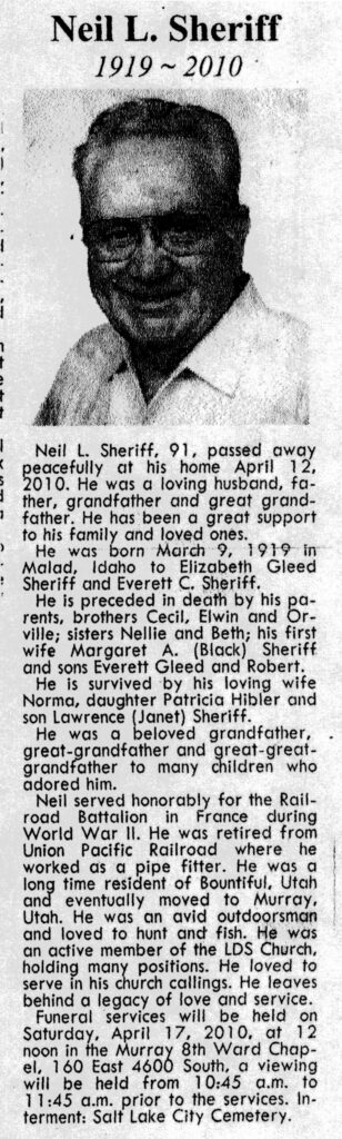 Neil L Sheriff obit