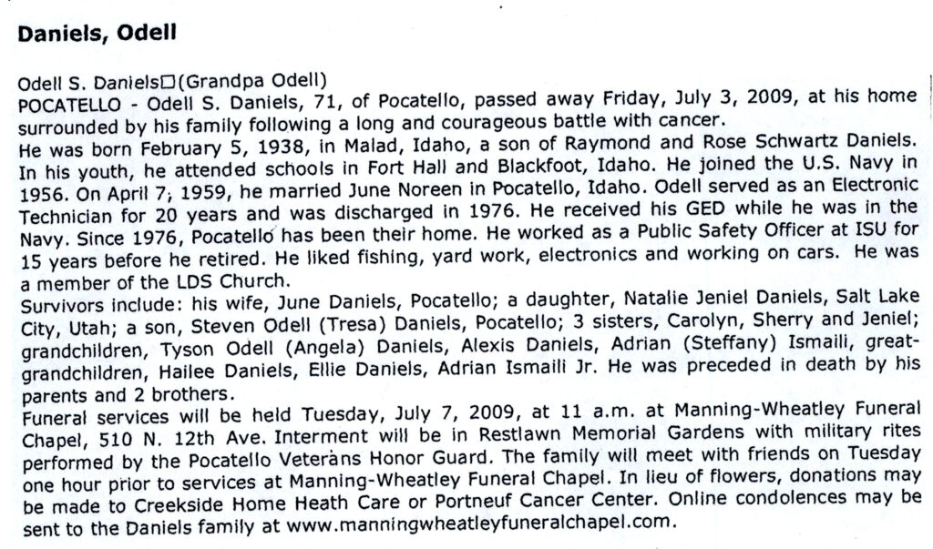 Odell S Daniels obit