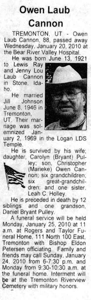 Owen Laub Cannon obit