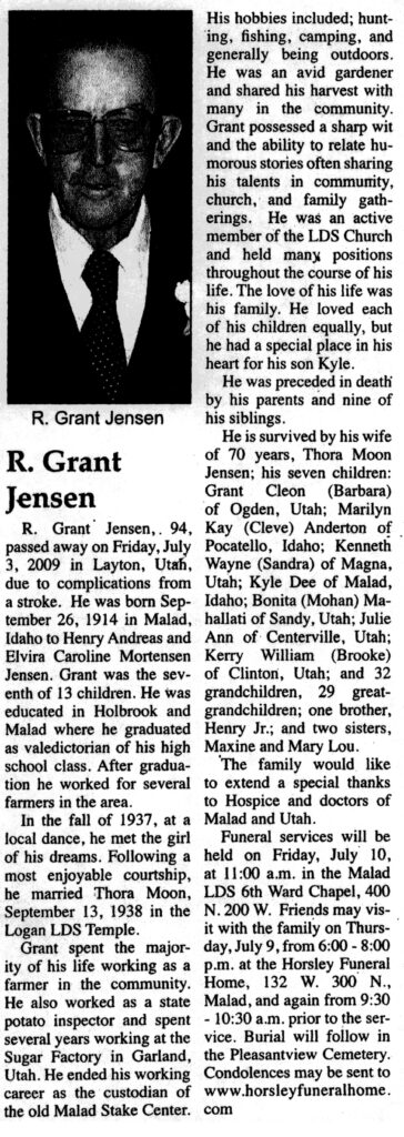 R Grant Jensen obit