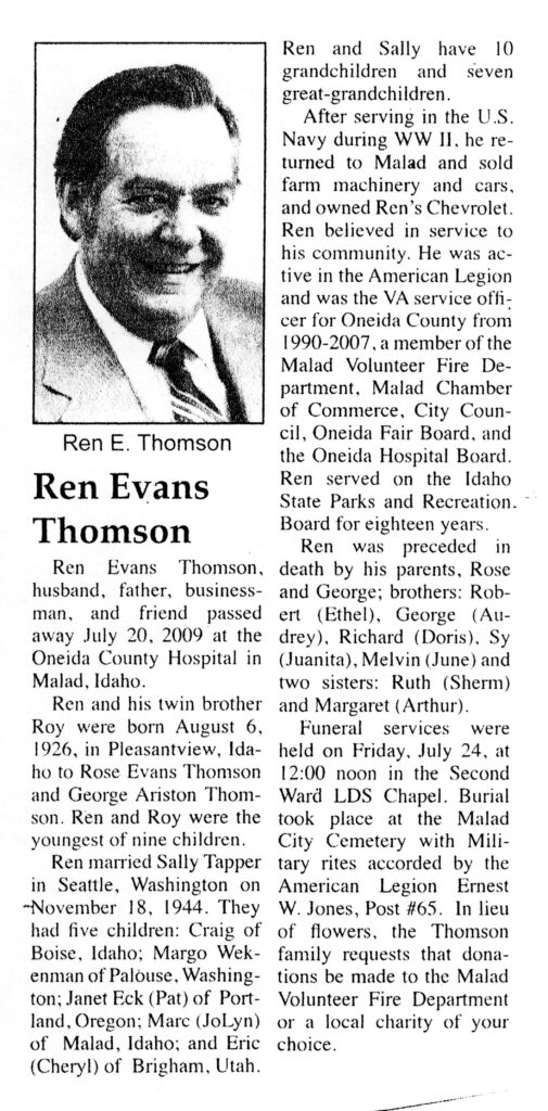 Ren Evans Thomson obit