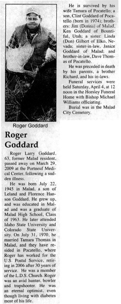 Roger Larry Goddard obit