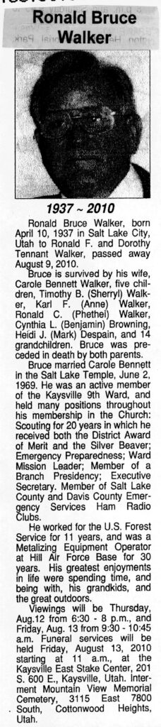 Ronald Bruce Walker obit