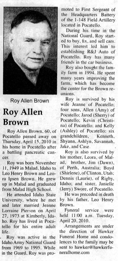 Roy Allen Brown obit