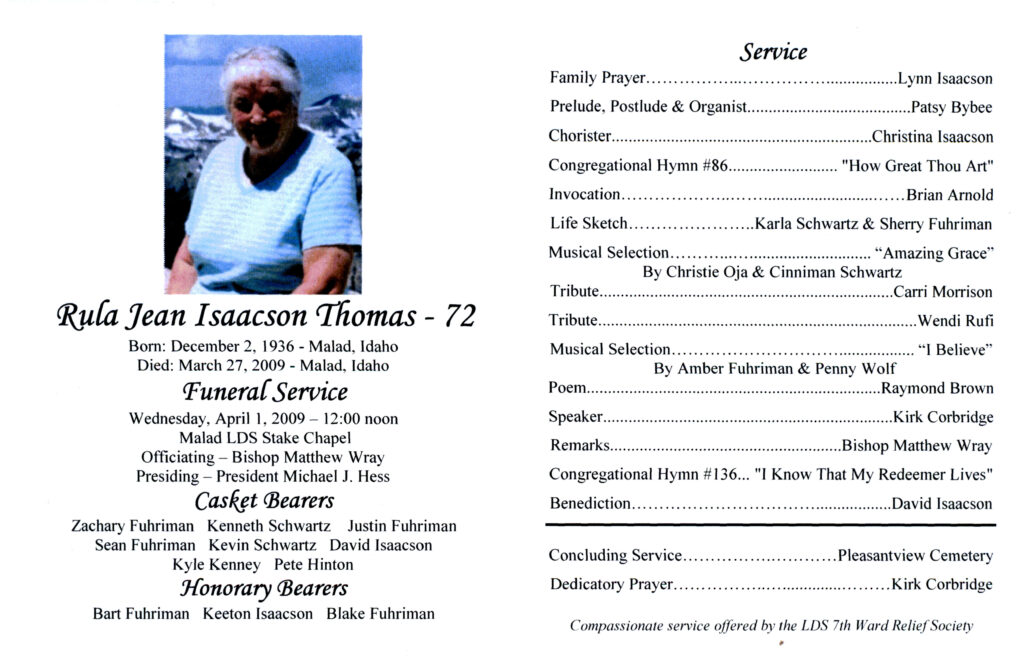 Rula Jean Isaacson Thomas program