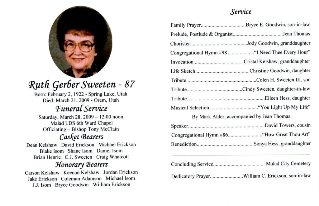 Ruth Gerber Sweeten program