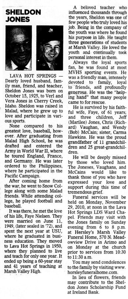 Sheldon Jones obit