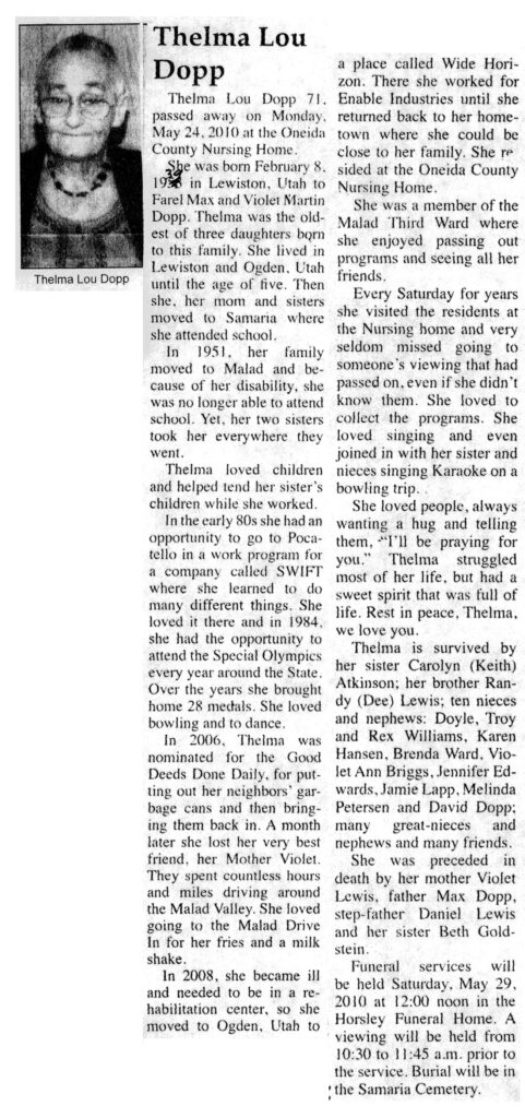 Thelma Lou Dopp obit