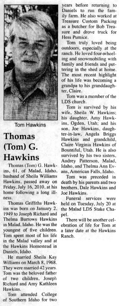 Thomas (Tom) Griffiths Hawkins obit