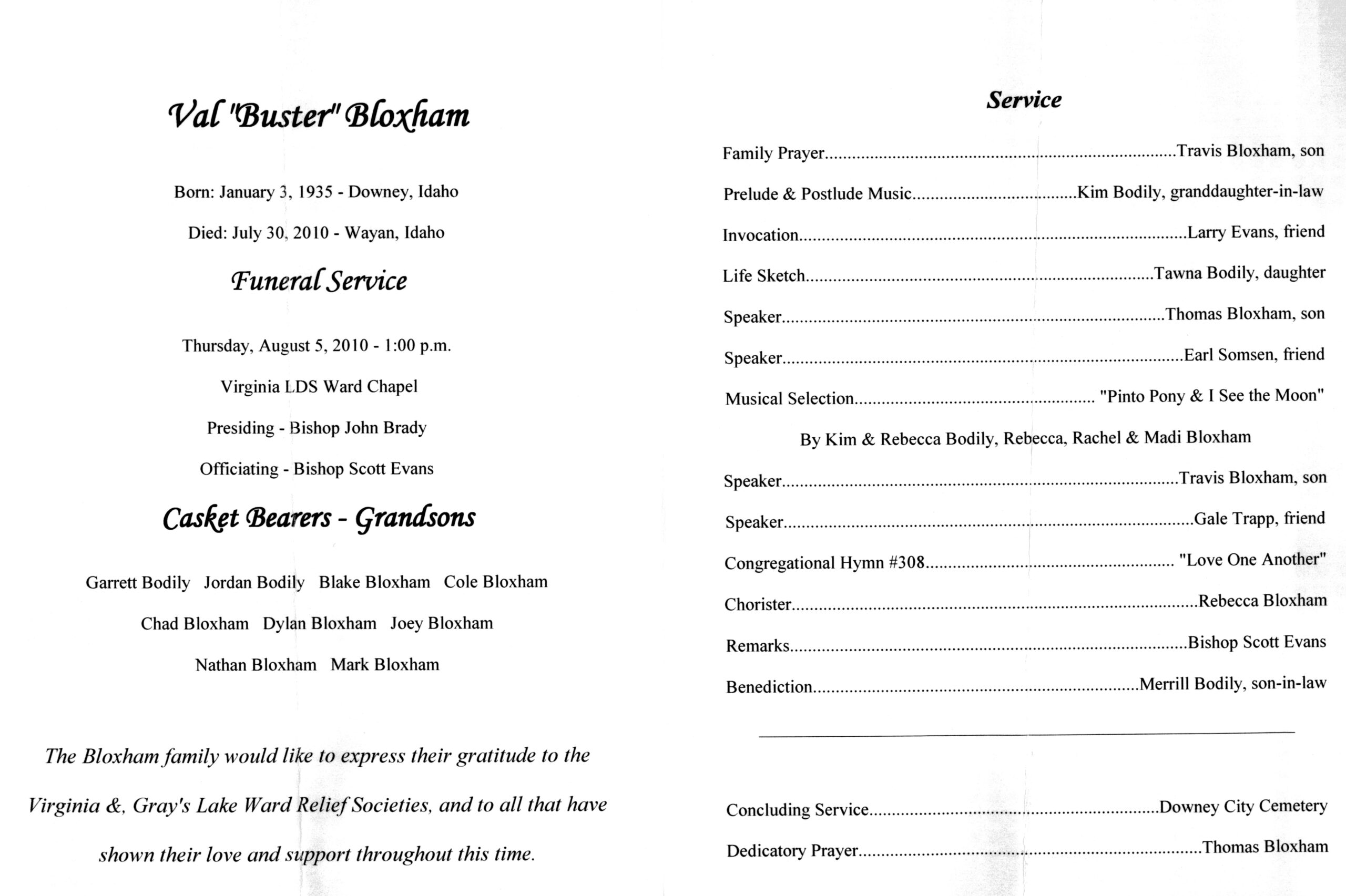 Val (Buster) Bloxham program