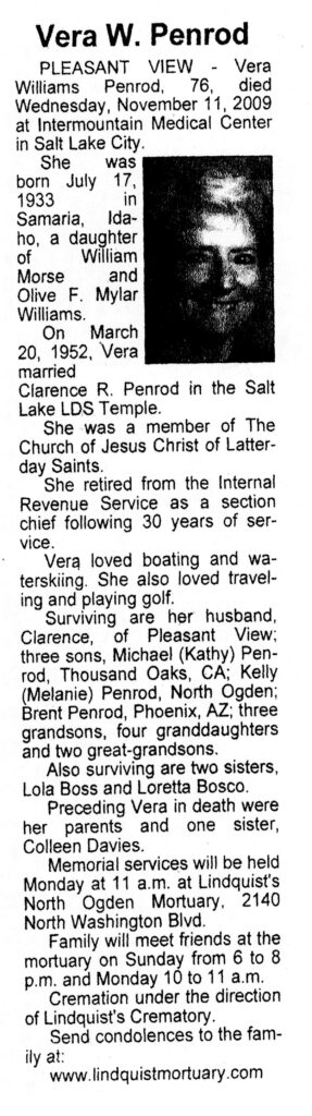 Vera Williams Penrod obit