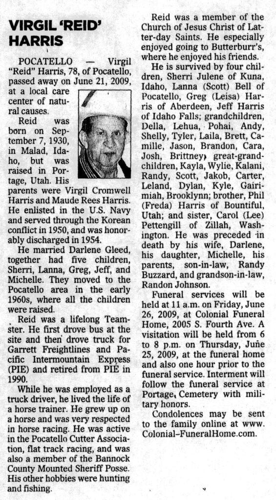 Virgil (Reid) Harris obit