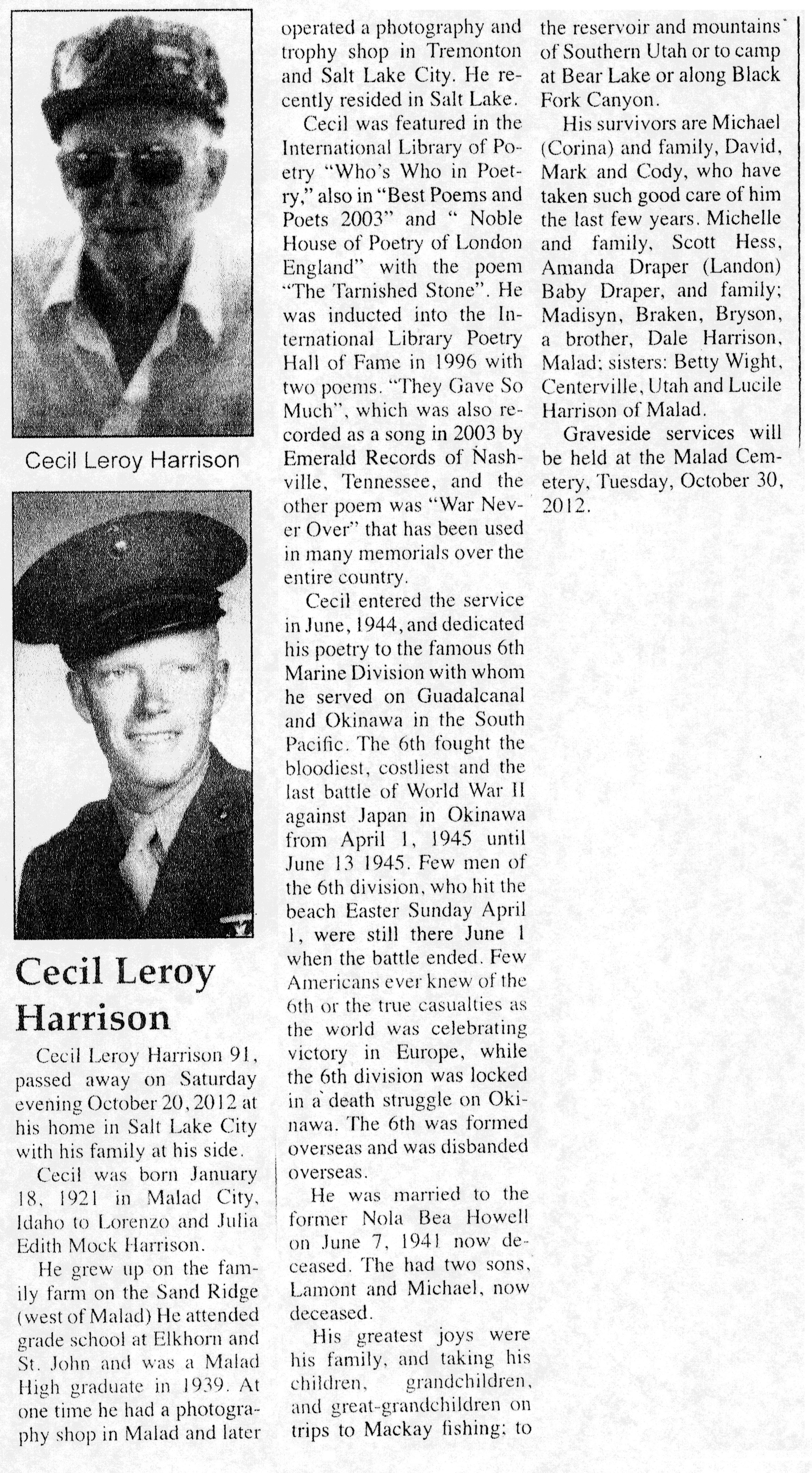 Cecil Leroy Harrison obit