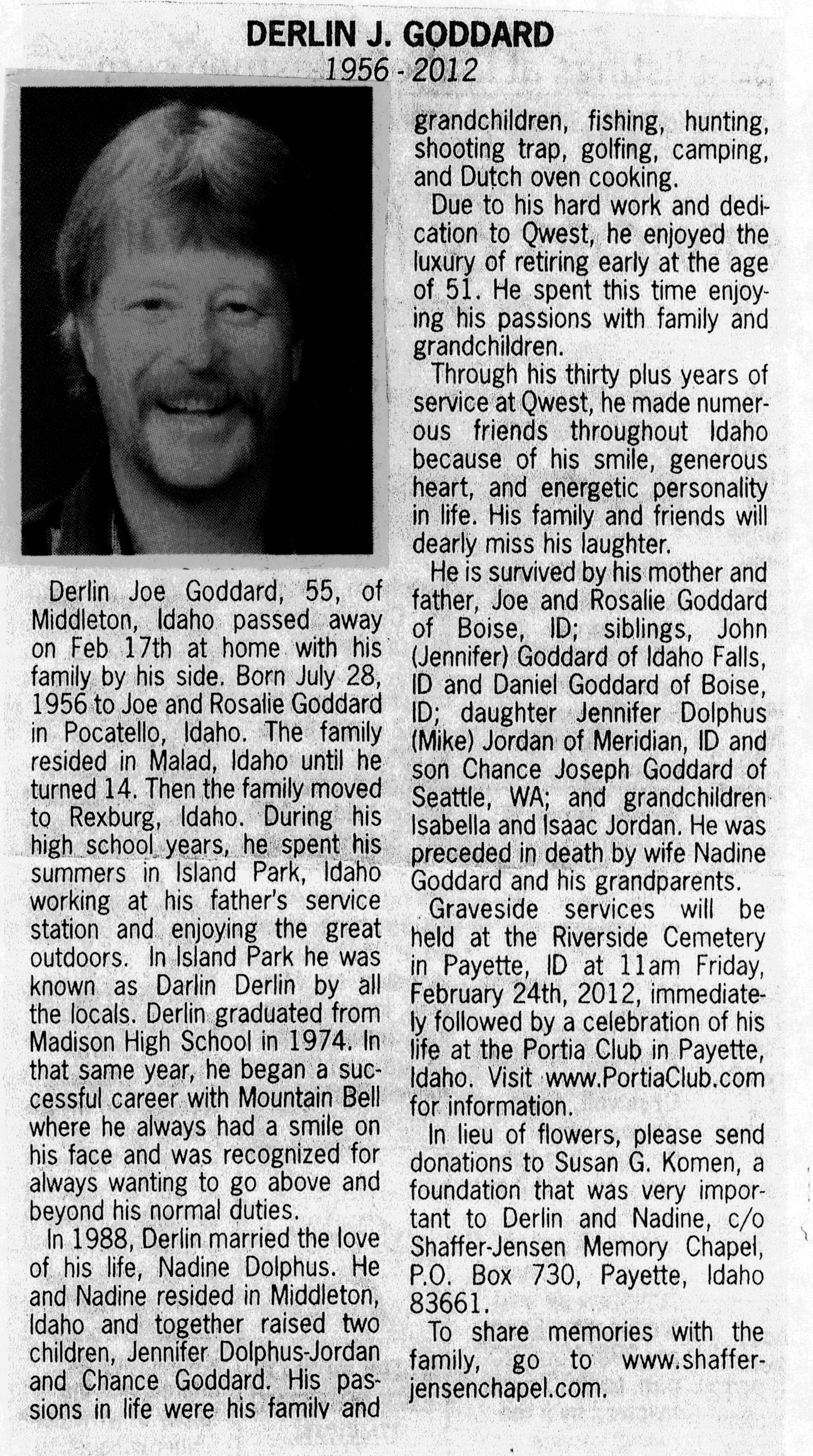 Derlin Joe Goddard obit