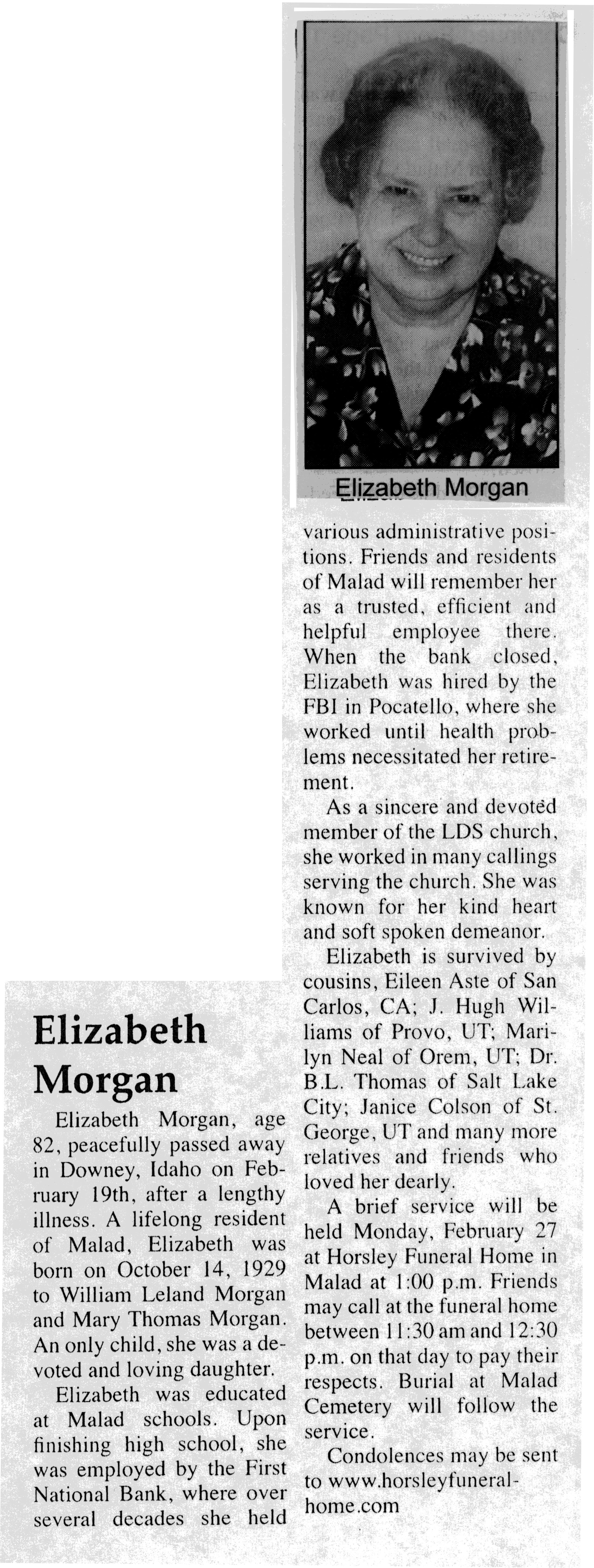 Elizabeth Morgan obit