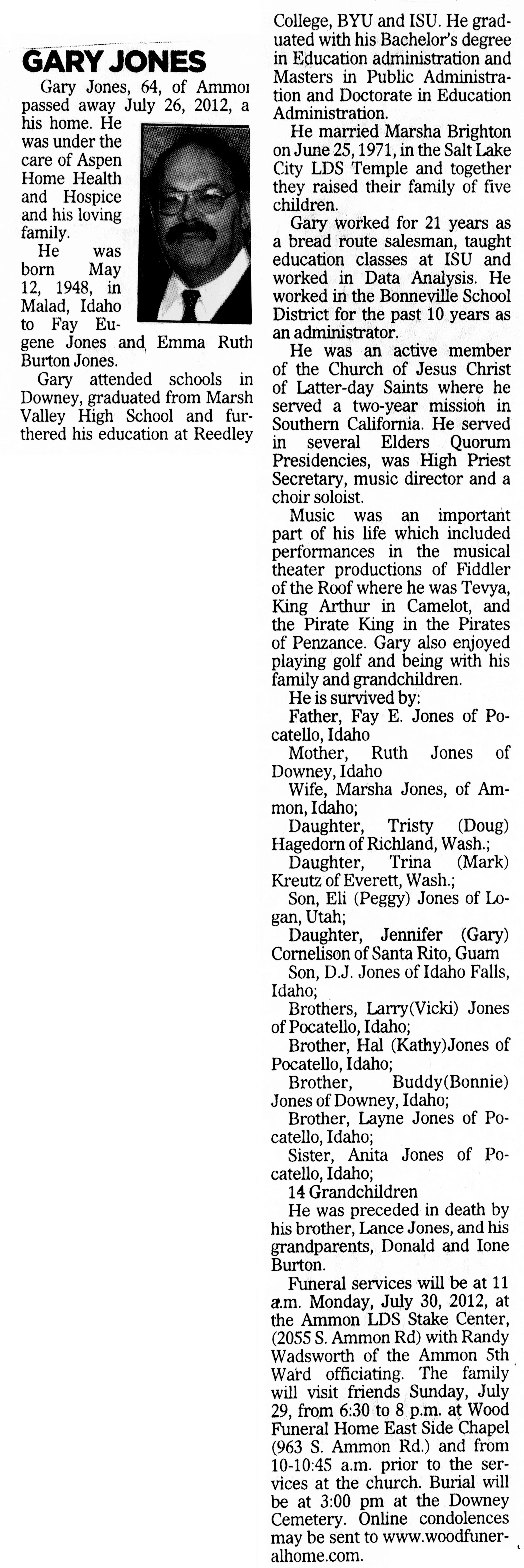Gary Jones obit
